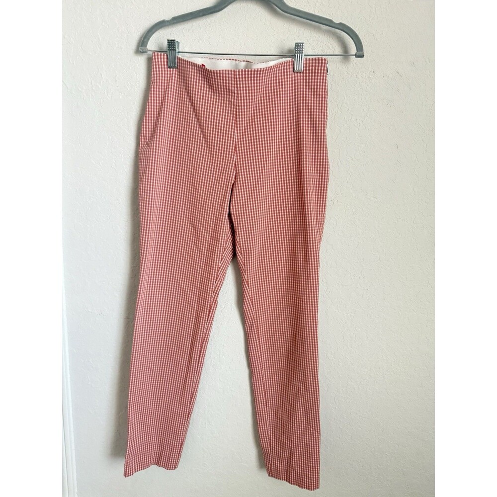 Y2K Red White Gingham Check Cigarette Pants Slim Ankle Retro Preppy Sz 6